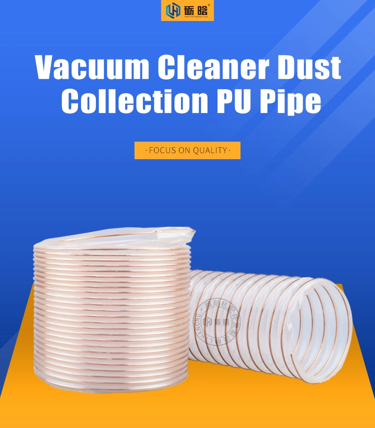 Vacuum Cleaner PU Polyurethane Ventilation Vacuum Air Duct Hose/PU Flexible Suction Hose Pipe PVC Flexible PU Steel Wire Dust Collection for CNC Router